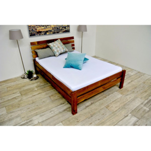 Vyvýšená postel z masivu ANNABEL + matrace + rošt 160 x 200 cm - dub - lak