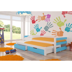 Dětská postel JUMPER + matrace + rošt ZDARMA,65x206x96, modrá