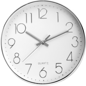 Kulaté nástěnné hodiny, ručičkové, stříbrné - Ø 30 cm