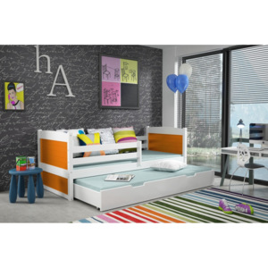 Dětská postel RICO 2 200x90 bílá/pomeranč - VÝPRODEJ Č. 122