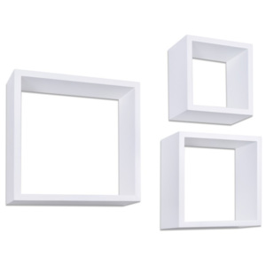 TZB Nástěnné poličky Cube Ctverc bílé - sada 3 kusů