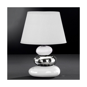 H 59511 Stolní lampa ROCCO TRES 1x30W E14 keramika bílá/stříbrná - HONSEL