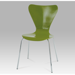 Artium Jídelní židle chrom / překližka zelená (lesk) - C-180-5 GRN