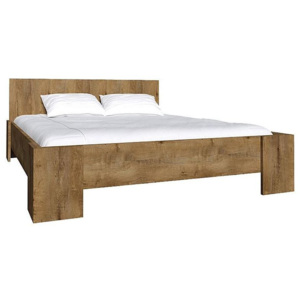 Manželská postel COLORADO L-1 + rošt + pěnová matrace DE LUX 14 cm, 160 x 200 cm, dub Lefkas tmavý