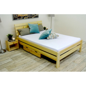 Vyvýšená postel z masivu ANNABEL + matrace + rošt 200 x 200 cm - přírodní - lak