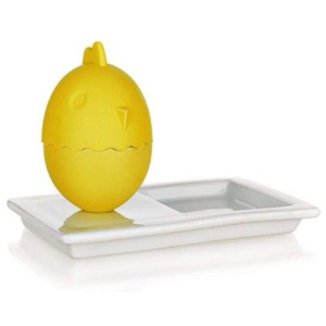 Silikonový kalíšek na vajíčka s talířkem 13,8x8,8cm COLOR PLUS YELLOW