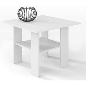 Konferenční stolek 65x65 cm v bílé barvě s odkládací poličkou typ H50 KN835