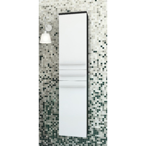 Závěsná koupelnová skříňka KARA, 35x160x35, černá/bílý lesk