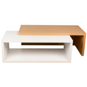 Designový konferenční stolek Mirari, dub, matná bílá