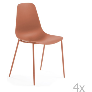 Sada 4 tmavě oranžových jídelních židlí La Forma Wassu