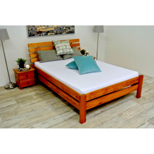 Vyvýšená postel z masivu ANNABEL + matrace + rošt 200 x 200 cm - olše - lak