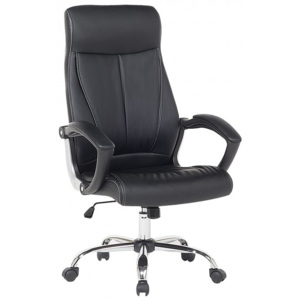 Černá kožená otočná kancelářská židle - CHAMPION