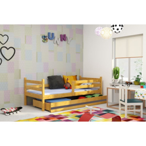 Dětská postel RAFAL + matrace + rošt ZDARMA, 80x190 cm olše, grafit