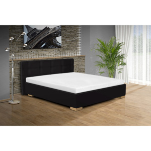 Manželská postel s úložným prostorem Alžběta Barva: eko kůže černá, typ matrace: matrace 12 cm