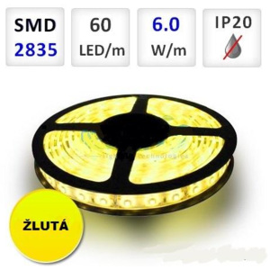 PremiumLED LED pásek ŽLUTÝ 1m 60xSMD2835 6W/m