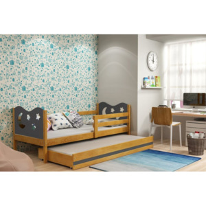 Dětská postel KAMIL 2 + matrace + rošt ZDARMA, 80x190, olše, grafitová