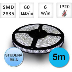 PremiumLED LED pásek 5M 60ks 2835 6W/m STUDENÁ