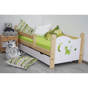 Dětská postel MICI + rošt ZDARMA, borovice/bílá, 160x70 cm