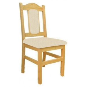 Dřevěná židle 4D - 2ks - světle béžový potah, VÝPRODEJ č.155 - borovice (světlá)