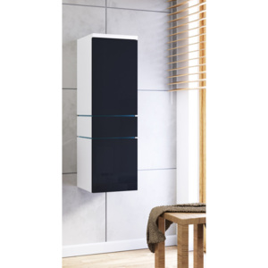 Závěsná koupelnová skříňka TALUN - TYP 01 + LED osvětlení, 30x110x30, bílá/černý lesk