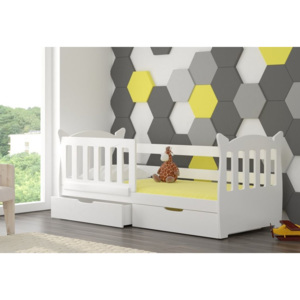 Dětská postel HELENA + matrace + rošt ZDARMA,75x165x91, bílá