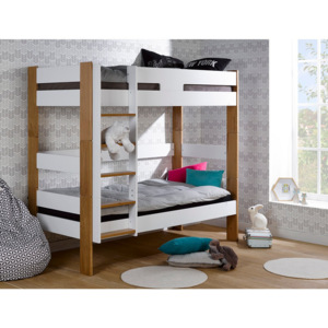 Dětská bílá dvoupatrová postel přestavitelná na jednolůžko JUNIOR Provence Complete, 90 x 190 cm