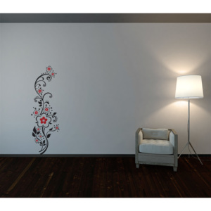GLIX Květinová dekorace - samolepka na zeď Černá a červená 50 x 140 cm