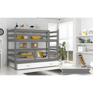 Dětská patrová postel RACEK B, color + rošt + matrace ZDARMA, 184x80, šedý/šedý