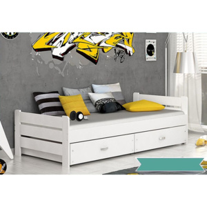 Komfortní dřevěná postel BART + rošt ZDARMA, 200x90, bílá