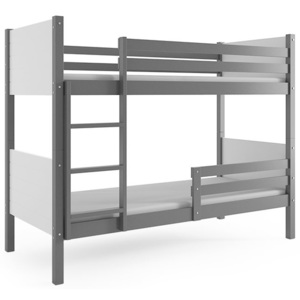 Patrová postel CLARE + matrace + rošt ZDARMA, 200x90, grafit, bílá