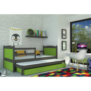 Dětská rozkládací postel MATES P2 color, 184x80, šedá/zelená