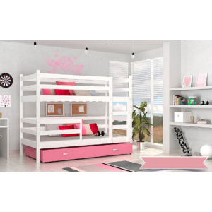 Dětská patrová postel RACEK B, color + rošt + matrace ZDARMA, 184x80, bílý/červený
