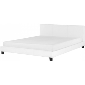 Bílá kožená manželská postel 180x200 cm - ORELLE