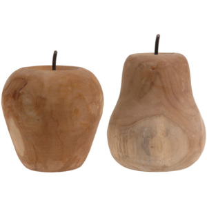 Ovoce ze dřeva, jablko a hruška, handmade, 20 cm Home Styling Collection