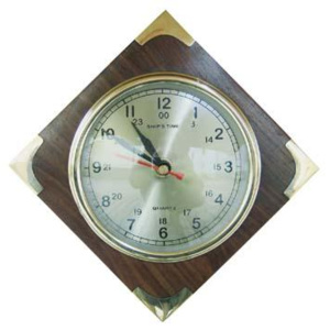 SEA Club Lodní nástěnné hodiny dřevo/mosaz 18x18/10 cm 9220