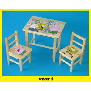 Dětský Stůl s židlemi Spongebob + malý stoleček zdarma !! (+ malý stoleček zdarma !!)
