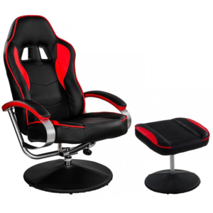 Goleto Kancelářská židle GT Relax Racer s podnožkou | černo-červená