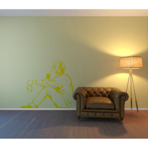 GLIX Banksy "Einstein" - samolepka na zeď Žlutá 75 x 50 cm