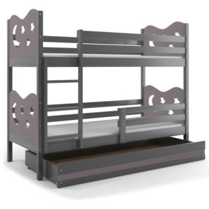 Patrová postel KAMIL + matrace + rošt ZDARMA, 80x160, grafit, grafitová