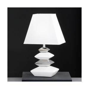 H 96791 Stolní lampa SOPHIE 1x46W E27 chrom/keramika bílá 42cm - HONSEL