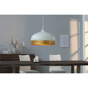 Závěsná lampa MODERN CECH – bílá, zlatá