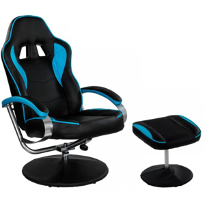 Goleto Kancelářská židle GT Relax Racer s podnožkou | černo-modrá