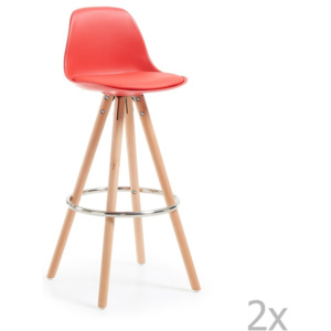 Sada 2 červených barových židlí La Forma Stag