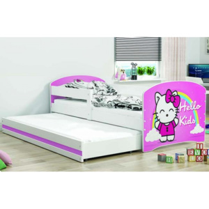 Jednolůžko/dětská postel Luki Trundle s přistýlkou + 2x matrace v ceně - bílá/hello kids