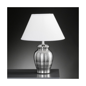 H 96831 Stolní lampa SIMON 1x30W E14 keramika/chrom dekor, bílá - HONSEL