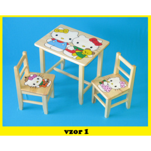 Dětský Stůl s židlemi Kitty + malý stoleček zdarma !! (+ malý stoleček zdarma !!)