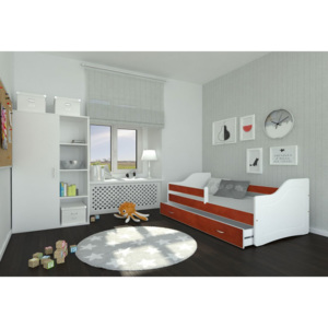 Dětská postel SWAN + matrace + rošt ZDARMA, 140x80, bílá/kalvados