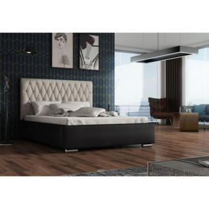 Čalouněná postel REBECA + rošt, Siena06 s knoflíkem/Dolaro08, 130x200
