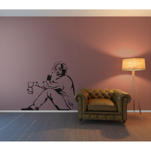 GLIX Banksy "Einstein" - samolepka na zeď Černá 75 x 50 cm