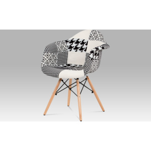 Artium Jídelní židle | patchwork | černobílá | masiv buk